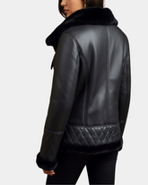 Women Merino Sheepskin Aviator Jacket Nova Black